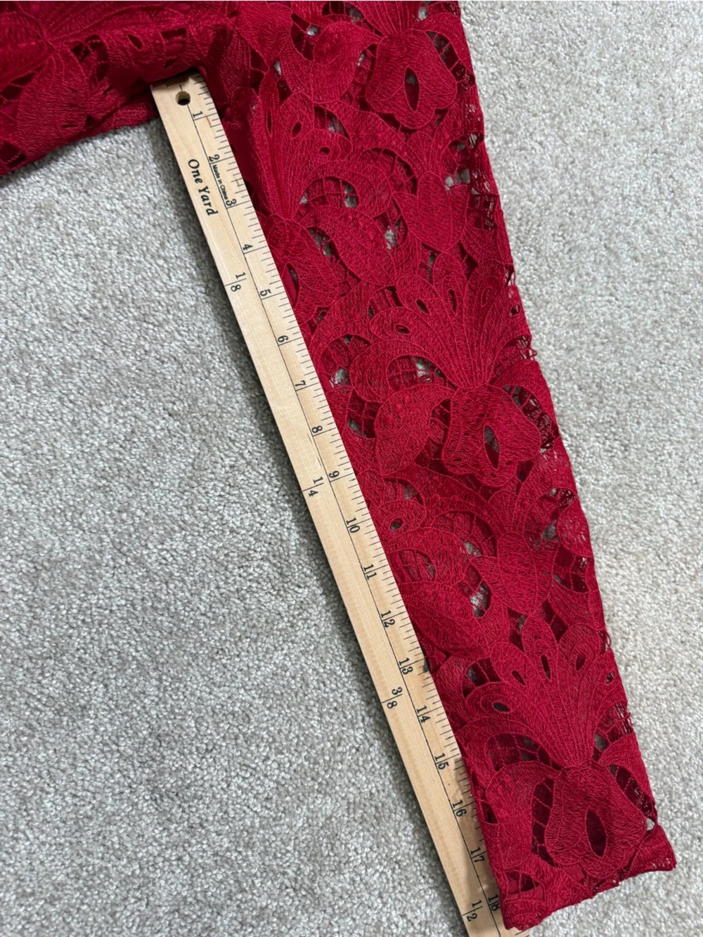 ANN TAYLOR Floral Guipure Lace Blouse | Crimson Red | Long Sleeve | Small | NWT